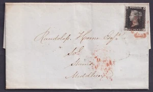 1840 1d Black Plate 5 GE Red MX Clear Profile State One Contents FU Cat. 775,00 £ - Bild 1 von 3