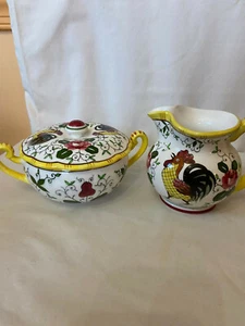 Rooster creamer & sugar bowls - Picture 1 of 6