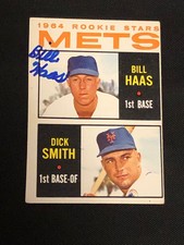 BILL HAAS 1964 TOPPS SIGNED AUTOGRAPHED CARD #398 NEW YORK METS