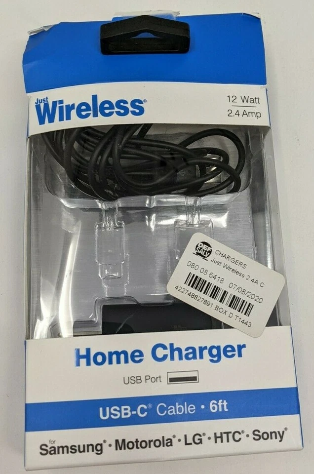 ‎ Just Wireless 2.4A/12W 1-Port USB-A Home Charger with 6ft TPU Type-C to USB-A  - Image 1 of 1