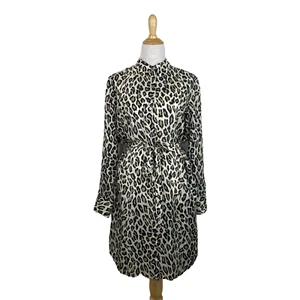 Theory Women's Leopard-Print Silk Shirt Dress Size Large B37 - Picture 1 of 5