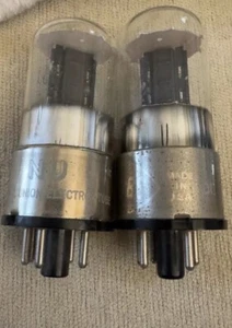 Matched Pair NOS 6J5GT/G Metal Base Black Plates Bottom D Getters 6J5 Tubes - Picture 1 of 15