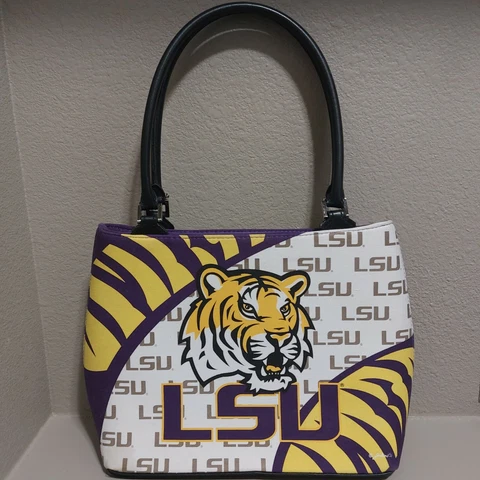 LSU Louisiana State University Tigers Ladies Womens Fan Purse Handbag Preowned Cover