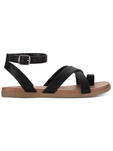 STYLE & COMPANY Womens Black Toe Loop Lianaa Round Toe Buckle Sandals 8 M - Picture 1 of 8