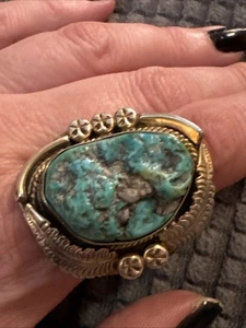 Old Pawn Sterling und Türkis Ring - Größe 9 - Bild 1 von 5