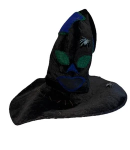 Adult Witch Hat With Hanging Spider Fancy Floral Buckle Wide Brim High Cone - Picture 1 of 4