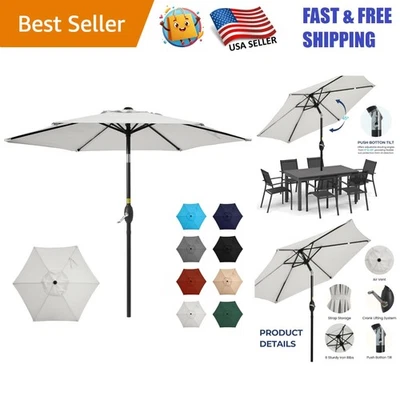 Elegante paraguas de patio exterior de 7,5' con botón pulsador inclinable y manivela para sombra de lujo Foto 1 de 4