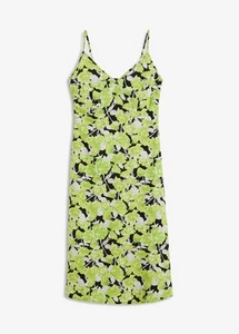 Neu Midi-Kleid mit Spaghettiträgern Gr. 42 Schwarz Apfelgrün Damen Sommer-Dress - Bild 1 von 1