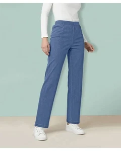 Damart Damen Pull On Slim Fit Stretch Jeans Stonewash Blau Größe 14 mit 29 Bein - Bild 1 von 2