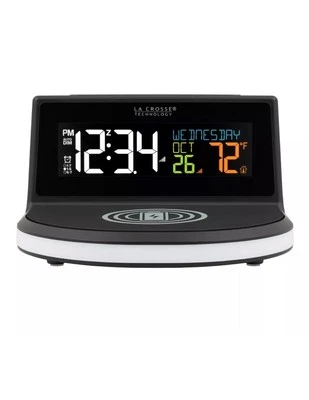 617-84947 La Crosse Technology "Glow" Digital Alarm Clock IN/OUT Temp TX141-BV4 - Image 1 of 4