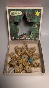 NOEL Vintage 11 farbige Lichter Christbaumspitze Sternspitze & Goldlametta - Bild 1 von 3