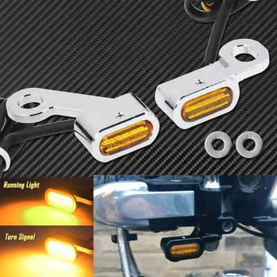2X Mini Chrome LED Turn Signal Indicator Running Lights Fit for Sportster 04-20 - Image 1 of 4