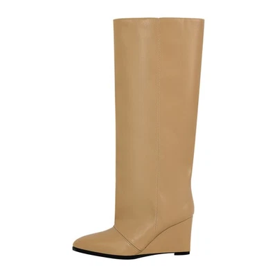 女士的时尚拉膝高筒靴尖头楔形鞋跟时尚鞋 US8 — 第 1/4 张图片