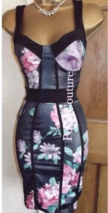 Jane Norman ❤️ Vintage Lovely Mini floral pencil wiggle Party dress Size 12 14 - Picture 1 of 3