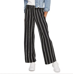 Pantalones de pierna ancha So Black a rayas mezcla de lino pequeños - Imagen 1 de 7