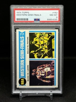 1974-75 Topps NBA Western Semi-Finals Bucks VS Lakers & Bulls VS Pistons PSA 8 - Image 1 of 2
