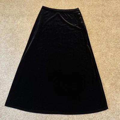 Limited Too Black Velvet Skirt Girls Size 14 A-Line Button Detail y2k - Image 1 of 4