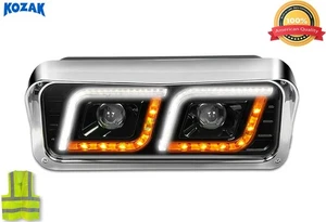 TRUCK LED DRL DUAL Black Projector Headlight Left Side WESTERN STAR 6900 4900 - Picture 1 of 10