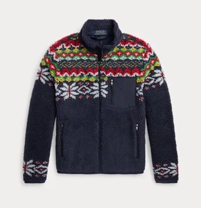 NEW Polo Ralph Lauren Boys Fair Isle Fleece Jacket Size L (14 - 16) - Picture 1 of 5