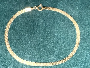 Vintage italienisches 14K Gelbgold Damen dünnes 7" Fischgrät Armband signiert NW - Bild 1 von 9