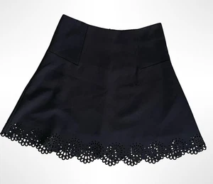 Loft Skirt Women's 4 Scalloped Edge A-Line Stretch Lined Black - Picture 1 of 6