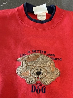 MC Sportswear Red Vintage XL Life Is Better When Shared With A Dog  Sweatshirt - Image 1 of 4