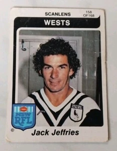 1980 SCANLENS RUGBY LEAGUE Jack Jeffries Card #158 Wests Magpies - Picture 1 of 2