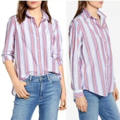 Camisa GRAYSON The Hero botão para cima listra branca azul vermelha tamanho 02 (EUA S) - Imagem 1 de 4