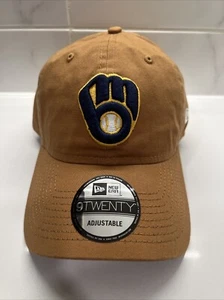 New Era 9TWENTY Milwaukee Brewers Brown Tan Beige Adjustable Strapback Cap Hat - Picture 1 of 4