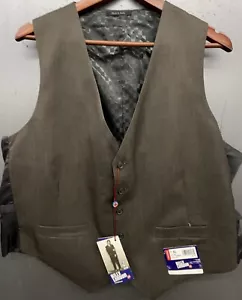 Billy London Vest XL Brown V-Neck Button Up Pockets Suit Business Office Work - Picture 1 of 8