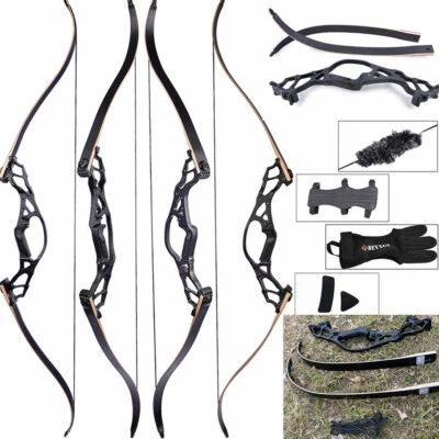 62" Recurve Bow Archery Takedown Aluminum Riser 30-60lbs American Hunting Shoot - Image 1 of 4