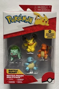 Pokemon Battle Figures Pikachu, Bulbasaur, Charmander, & Squirtle 4-Pack New - Picture 1 of 5