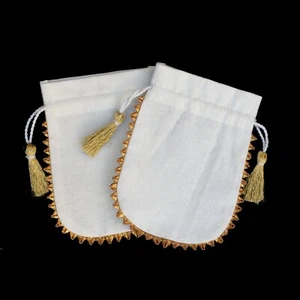 300 PCS Cotton Drawstring Jewelry Pouch White Small Designer Favor Bags Coin Bag - Picture 1 of 6