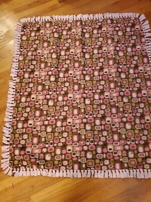 Fleece blanket, fleece tie throw. Reversible 54 x 60 abstract theme, multicolor. - Image 1 of 4