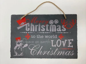 Insegna Natalizia Buon Natale Ardesia da Appendere a Parete 12” X 8” BELLA! - Foto 1 di 10