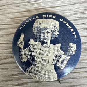 Pulsante spilla vintage LITTLE MISS JUNKET anni '30 diametro 1" - Foto 1 di 4