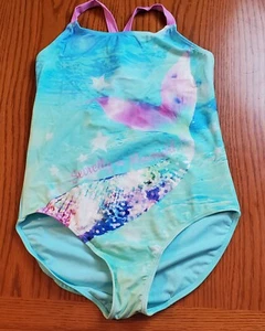 Wonder Nation Girl's size XL (14/16) One Piece Swimsuit Aqua Secretly a Mermaid  - Picture 1 of 7