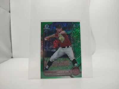 2022 Bowman Draft Chrome Green Sparkle Refractor /99 Landon Sims #BDC-72 - Image 1 of 3