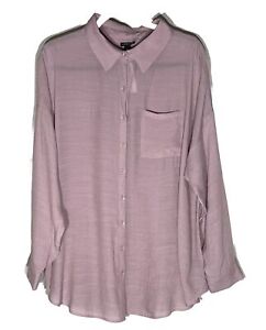 Torrid Lindsay Roll Tab Shirt Womens 1X Button Up Top Drop Shoulder Lilac NWT