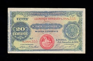 F.C. MOZAMBIQUE , 20 CENTAVOS 1914 , MBC+ ( VF+ ) , P.57 . - Picture 1 of 2