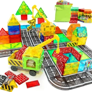 Magnetic Road Set 22/38pcs Car Toy Building Blocks Kids STEM Gift Fun Learn - Picture 1 of 10