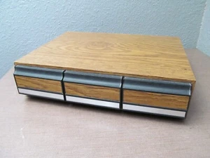Cassette Tape Storage Case - 42 Tape Holder Faux Wood 3 Drawer Cabinet Vintage - Picture 1 of 9