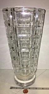 VINTAGE ORREFORS THOUSAND WINDOWS HUGE HEAVY Crystal Vase Simon Gate Sweden 11" - Picture 1 of 8