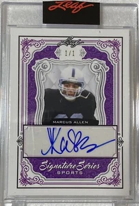 2021 Leaf Signature Series MARCUS ALLEN 1/1 PURPLE AUTO Leaf Factory Seal - Picture 1 of 4