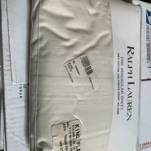Ralph Lauren King Irregular Flat Sheet Ralph Lauren Beige Tone on Tone Paisleyj2 - Picture 1 of 5
