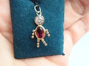 Solid 14k Yellow Gold July Boy Birthstone Charm Pendant 0.4-gram 19mm x 8mm - Picture 1 of 15