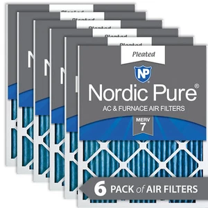 16x24x1 (15_1/2x23_1/2) Pleated MERV 7 Air Filters 6 Pack - Picture 1 of 6