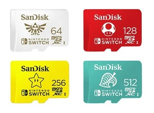 Micro SD SanDisk Nintendo Interrupteur 64 128 256 512 GB 1TB Class 10 Neuf - Zdjęcie 1 z 11