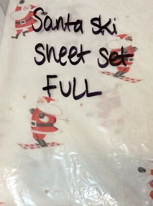 WEst Elm Santa Ski Full Sheet Set Christmas Holiday NWOT - Picture 1 of 1