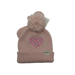 NWT Little Me 12M-24M Pink Pom Pom Winter Hat Beanie Mitten Set Girls Knit - Picture 1 of 8